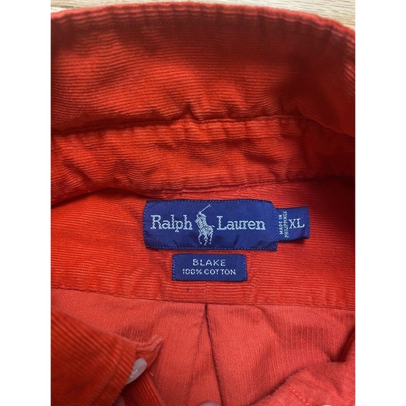 Ralph Lauren Blake - Men's Long Sleeve Button Down XL. Red. Corduroy. Flag - Picture 4 of 9